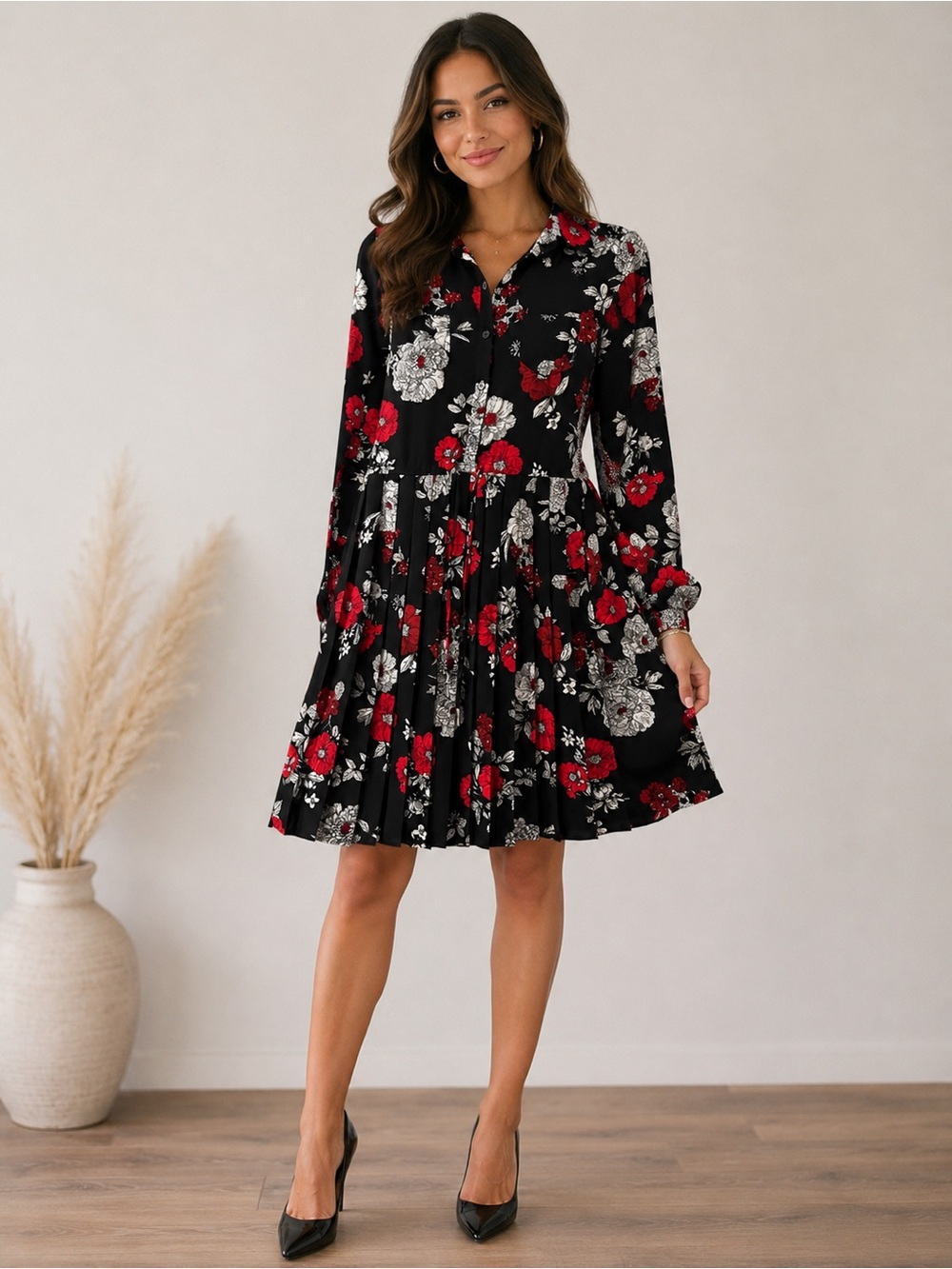 Brooks Brothers Red Fleece Pleated Dress
